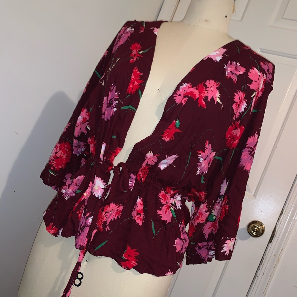 Floral Kimono Tie-up Top